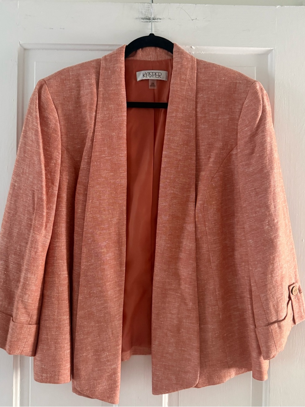 Kasper Linen Orange Open-Front Women's Blazer Jacket